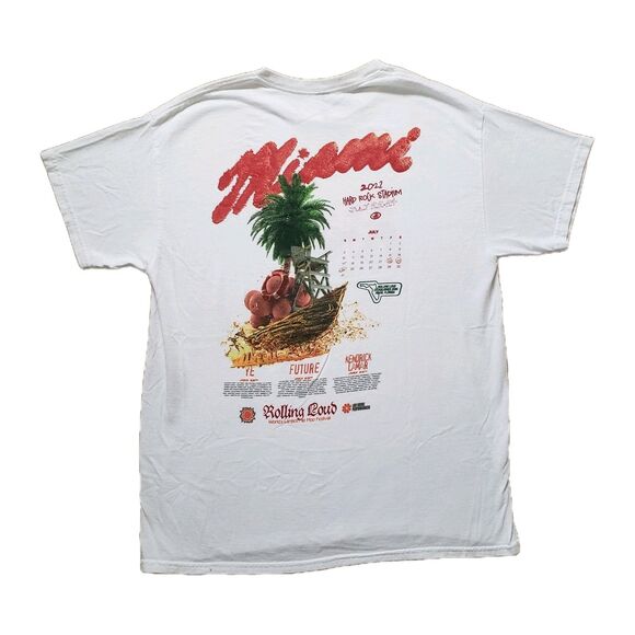 Rolling Loud 2022 Miami Sz Large Mens White Officially Licensed Concert T-Shirt - Picture 1 of 7